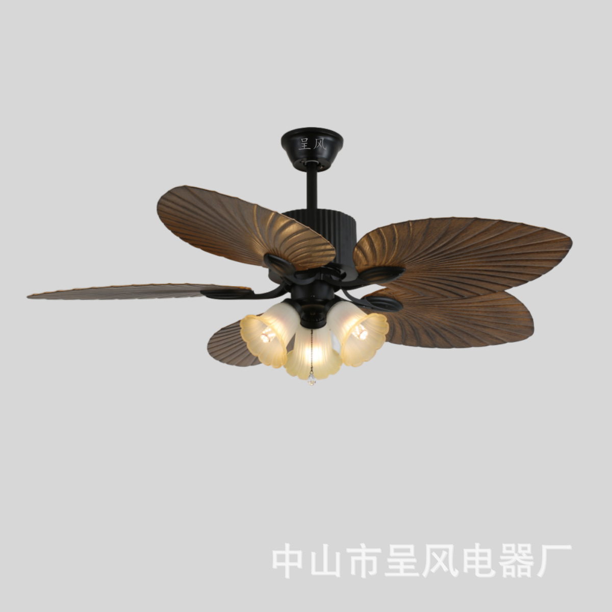 Retro Fan Light, Ceiling Fan Light, Integrated Light, American Restaurant Hotel, Variable Frequency, Silent, Strong Wind 42inch Zhongshan Cross-Border