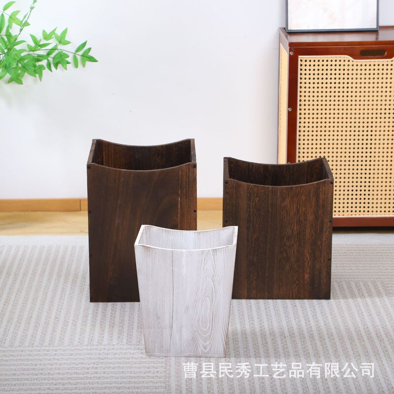 Spot Wooden European-Style Trash Can for Home Use, Portable and Simple, Suitable for Living Room, Kitchen, Guesthouse, Bedroom, and Hotel