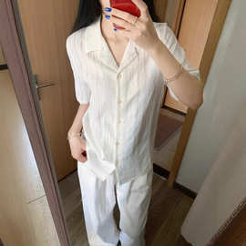设计感小众百搭舒适宽松短袖古巴领衬衫女夏季法式复古休闲上衣批