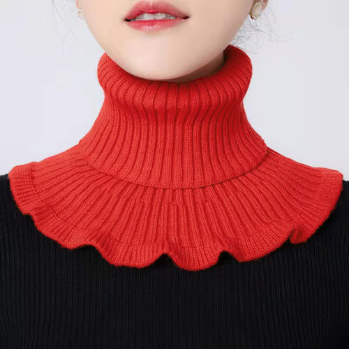 Autumn and winter new style knitted wool neck protector to protect against cold, wind and warm neck scarf for women solid color simple and versatile high collar fake collar