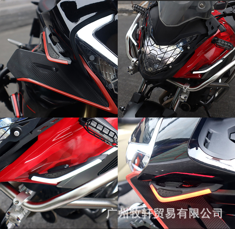 Motorcycle Universal Modification Accessories Led Atmosphere Light 12V Air Knife Electric Vehicle Decorative Light with Light Fixed Wing Air Knife