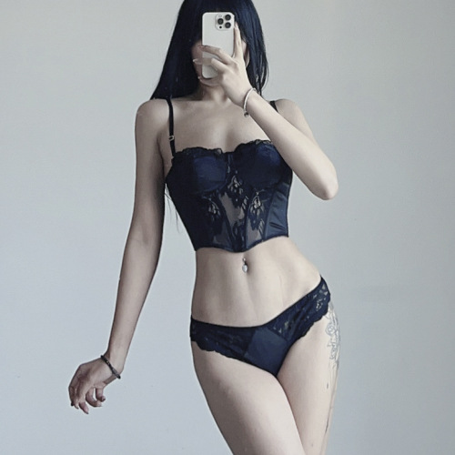 Sexy lace long fishbone bra for big breasts and small women's bra pure push-up thin bra underwear set