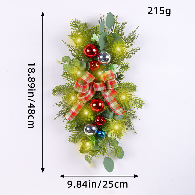 Nuevo producto de Amazon, corona navideña, lazo de amor de Hong Kong, corona de árbol invertida, decoración navideña para escaleras y pasillos