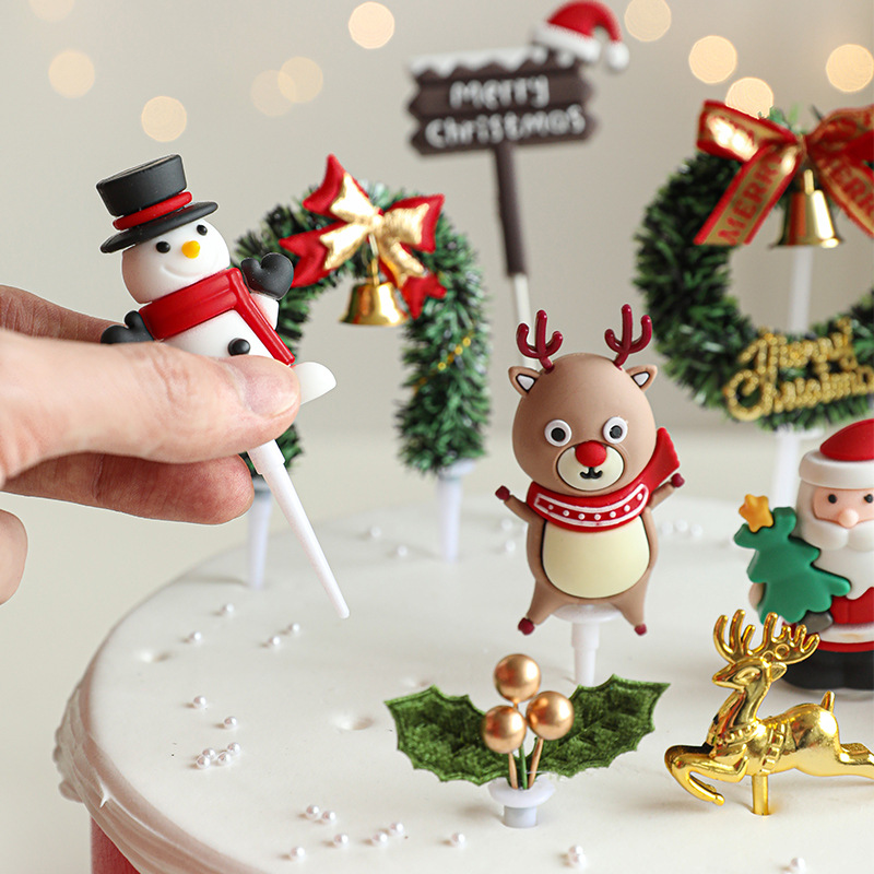 Navidad pastel de cumpleaños decoración inserto Santa Alce árbol de Navidad guirlandas decoración tridimensional