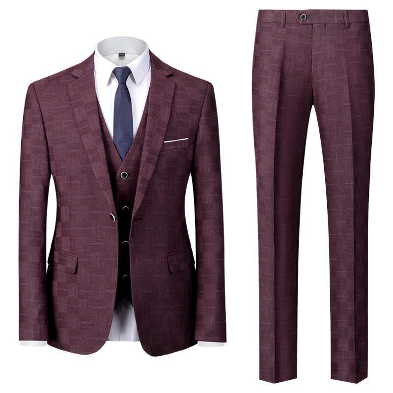 Men's Clothing new plaid men's suit slim suit suit men's casual and temperament daily wedding work temperament_voghion.com