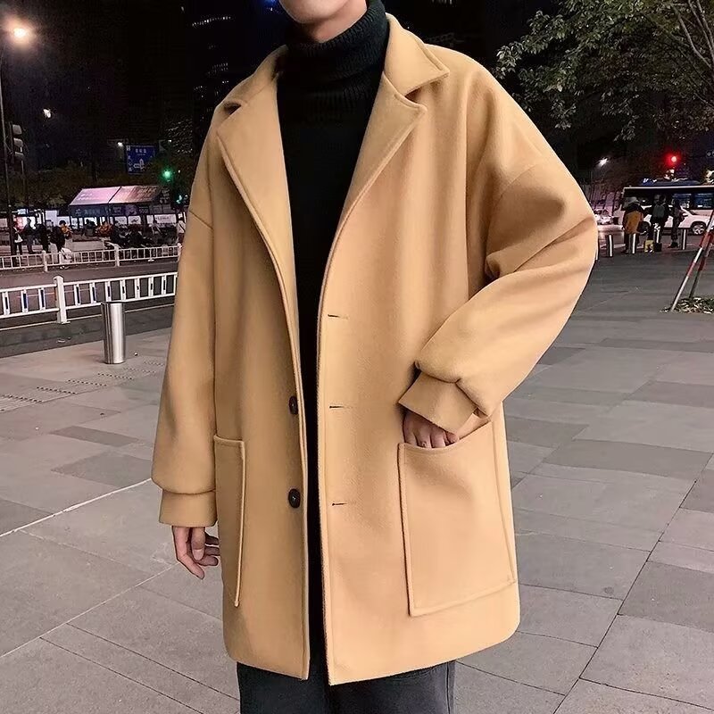 Nuevo abrigo de lana transfronterizo, abrigo de primavera para hombres, abrigo de moda de primavera y otoño, abrigo de moda casual.