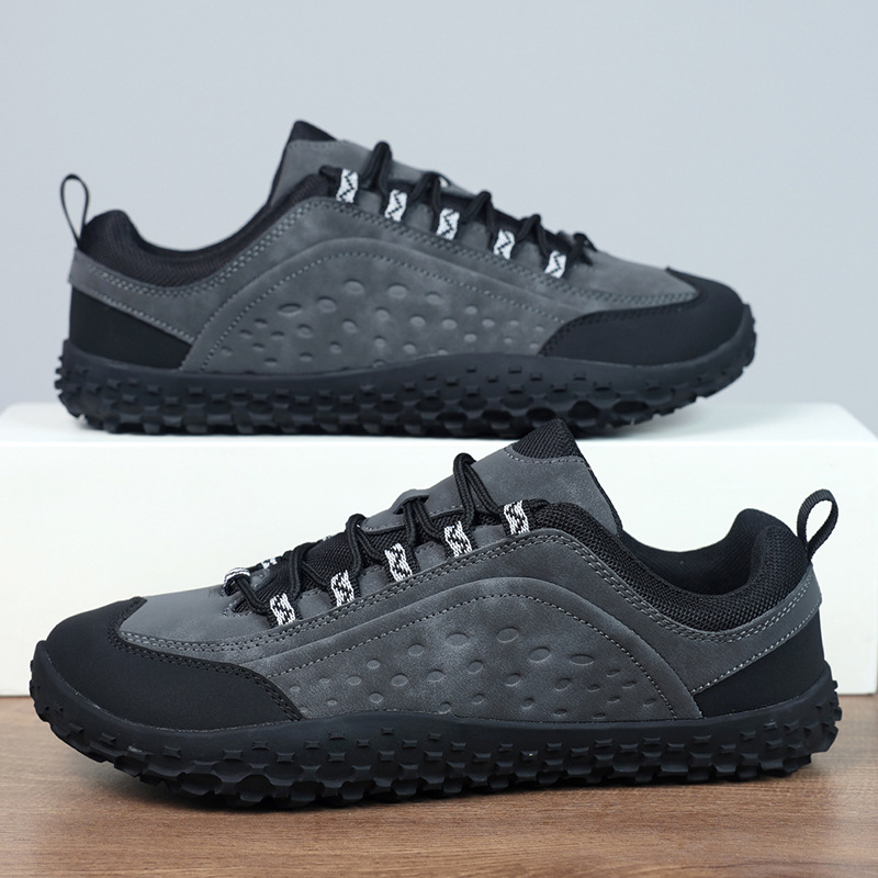 Autumn New Men's Outdoor Hiking Shoes Low-Top Lace-Up Couple Style Casual Sports Shoes Men's Wide Palm Barefoot Shoes