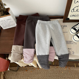 [in stock] DK241203 children's fleece-lined padded leggings 2024 autumn and winter girls' one-piece velvet leggings