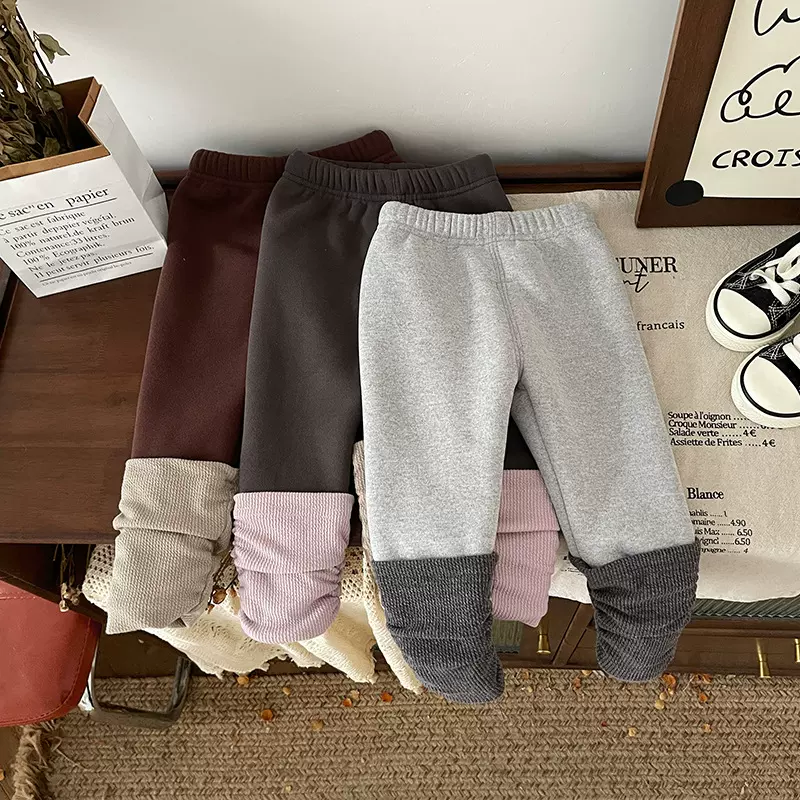 【现货】DK241203儿童加绒加厚打底裤2025秋冬女童一体绒打底裤