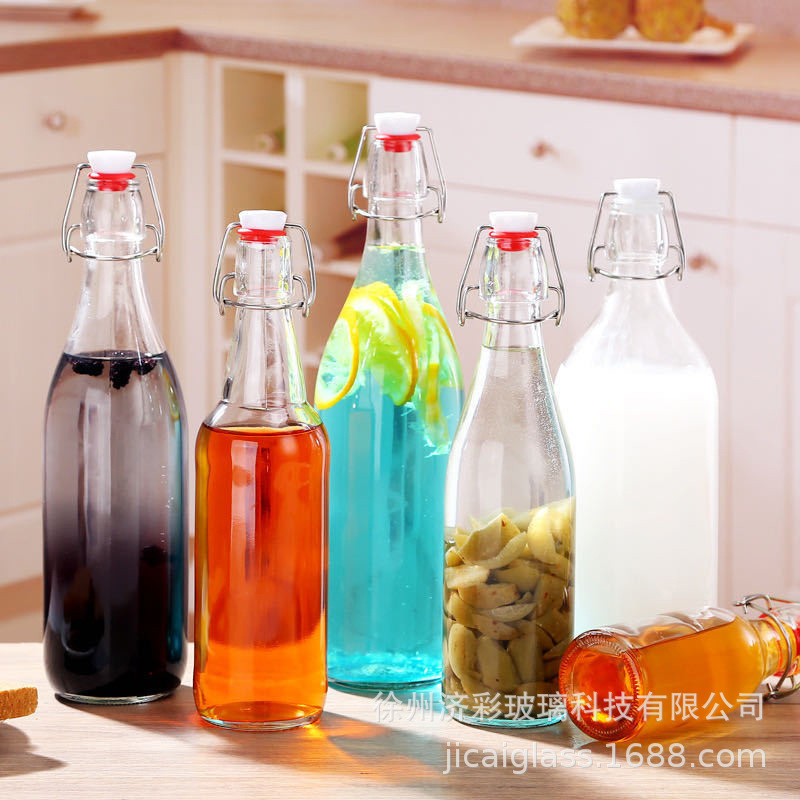 定款批发酵素瓶果酒瓶卡扣玻璃瓶秋千瓶密封酒瓶果汁瓶logo烤花
