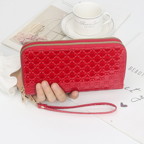 New style women's long wallet casual double zipper women's wallet mobile phone bag clutch bag coin purse large capacity card holder
