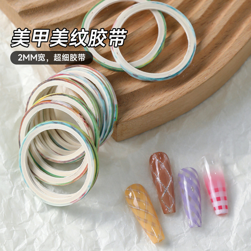 Ultra-fine nail art checkered tape masking tape easy to tear non-permeable tape checkered auxiliary nail art tools wholesale