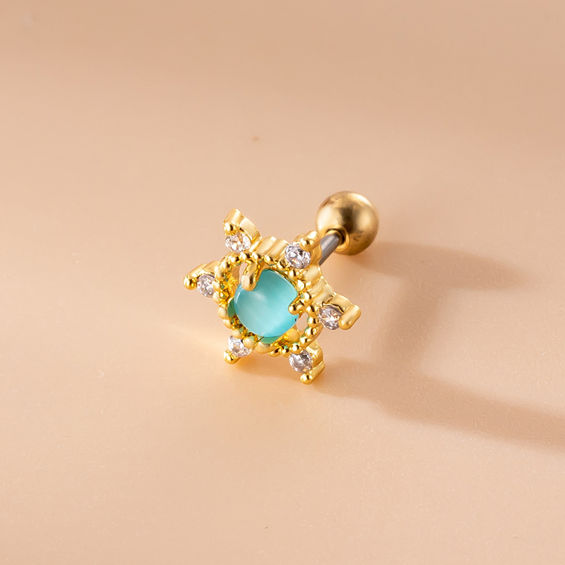 Geometric, Water Droplets Pattern 1 Piece Ear Cartilage Rings & Studs Fashion Geometric Water Droplets 316L Stainless Steel Copper Inlaid Zircon