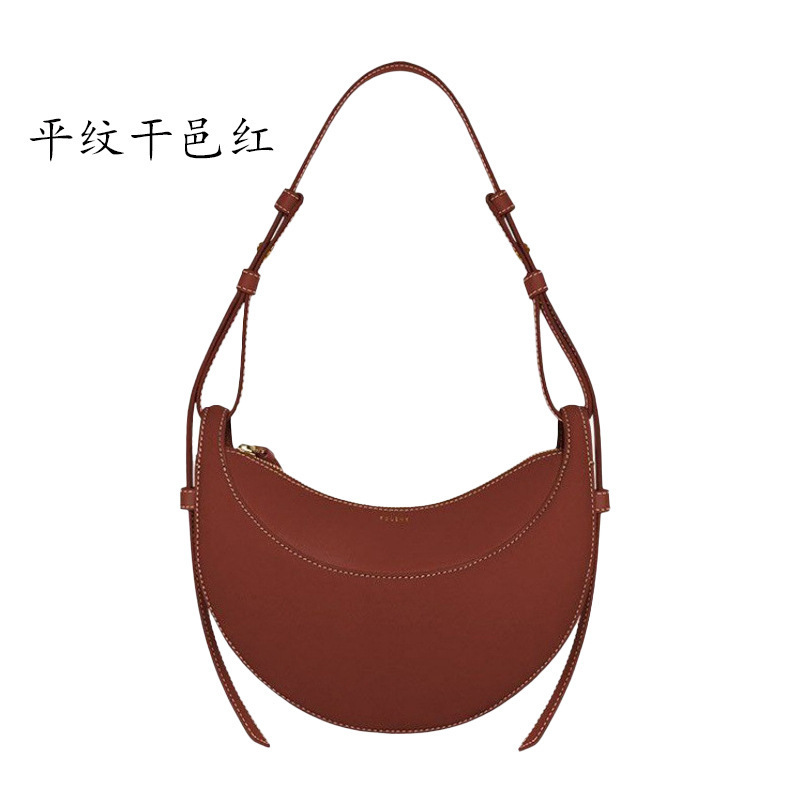クロスボーダーで人気のPOLENE、フランスのニッチデザイン、シングルショルダー/クロスボディバッグ、ポレーヌの三日月型バッグ、本革レディースバッグ、脇に抱えるバッグ|undefined