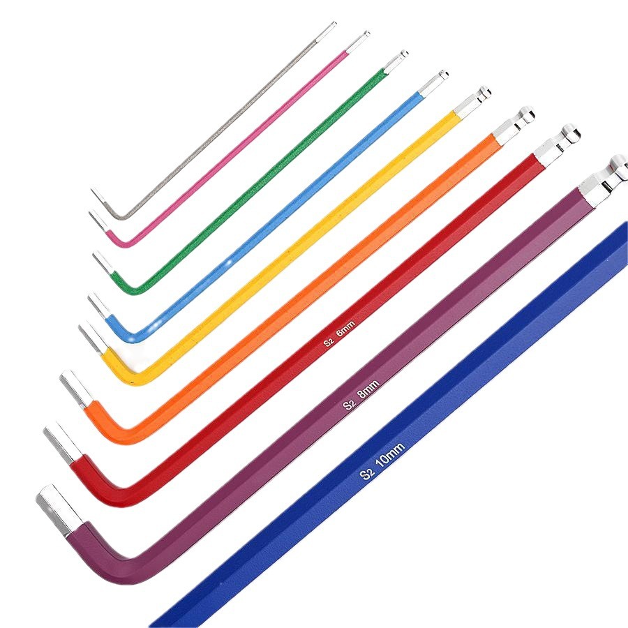 Zhaosheng juego de llave hexagonal de color rociado con plástico S2 material de longitud media cabeza de bola extra larga flor de ciruelo zócalo hexagonal británico