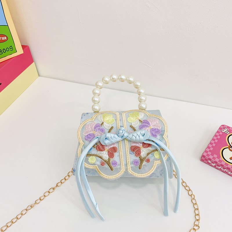 Niñas dulces perlas de aire extranjero bolsas de accesorios portátiles de estilo antiguo con bolsas de ropa de estilo chino niñas lindas bolsas de lápiz labial un hombro