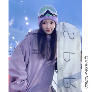 Winter new waterproof rabbit ears ski suit men's and women's same silver fox velvet fur integrated plus size hooded thick coat