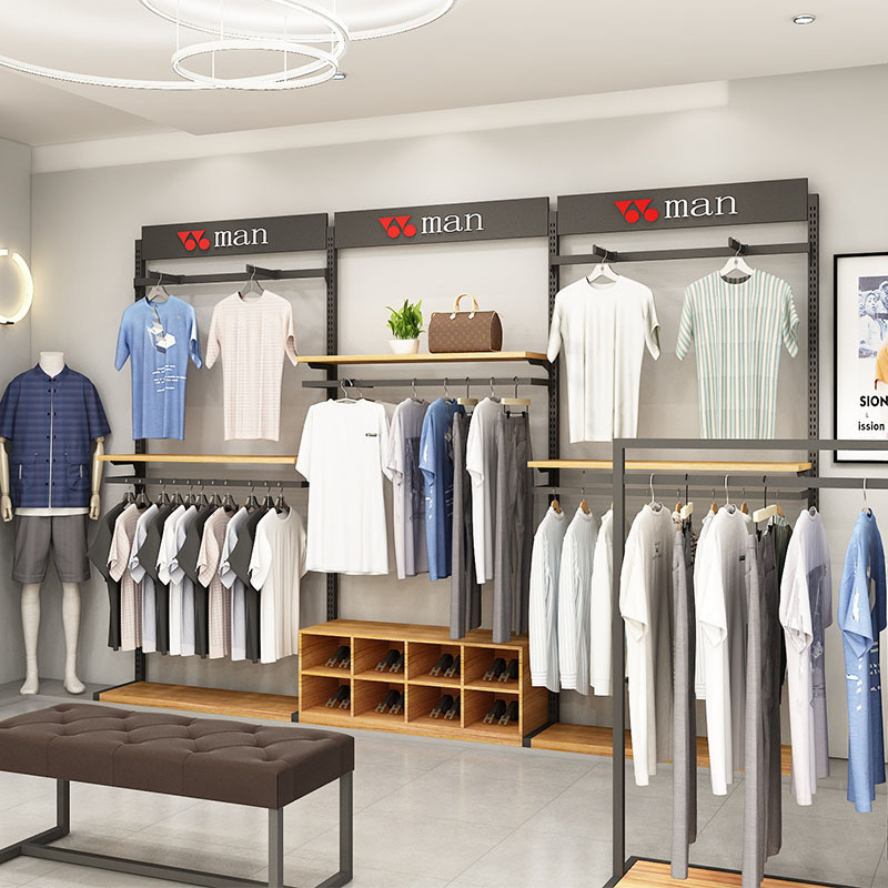Tienda de ropa de Pared Soporte de exhibición soporte de exhibición de tipo de piso tienda de gama alta para hombres