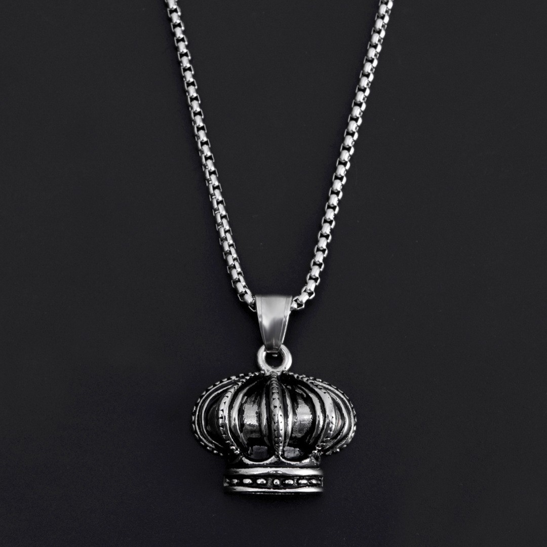 Stainless pendant crown shaped titanium steel fashionable and trendy necklace DIY accessories_voghion.com