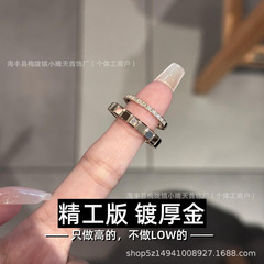 精工小冰块戒指镀厚金无钻满钻男女情侣对戒CNC精雕指环工厂批发