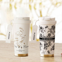 高顏值304不鏽鋼保溫杯 辦公陶瓷內膽吸管女生伴手禮禮品咖啡杯子