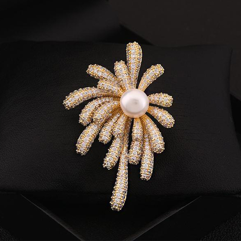 Broche feminino Blooming Beauty Romantic Fireworks, acessório sofisticado e versátil para casaco. Uma ótima opção de presente._voghion.com