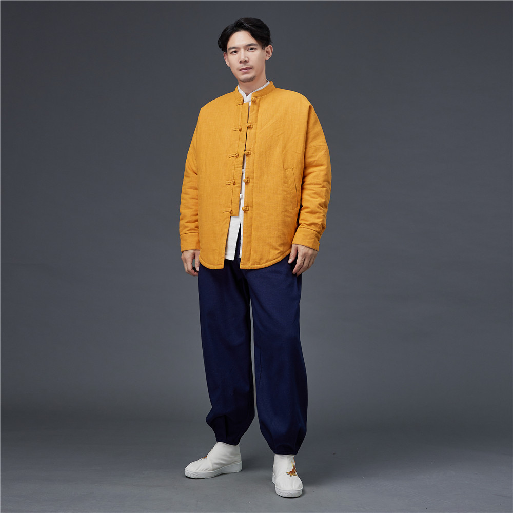 宽松开衫夹克外套秋冬男款加棉棉袄 短款保暖中国风简约棉服
