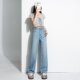 2024 New Tencel Jeans Women's Summer Thin Slimming High Waist Dipped Straight Loose Ice Silk Pants