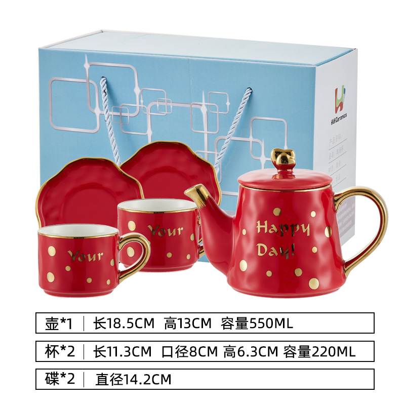 Juego de Teteras de Cerámica Estilo Nórdico, Éxito de Ventas en Amazon, Tetera Chapada en Oro para Uso Doméstico, Ideal para Regalos, Admite Logotipo, Estilo Lujoso