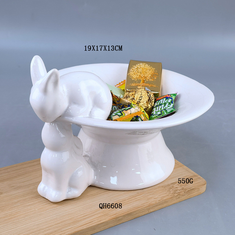 Plato de cerámica para pastel de conejito de Pascua, portavasos de cerámica con forma de huevo, bandeja para huevos con forma de conejito, plato para huevos, plato para dulces, cerámica hecha a mano