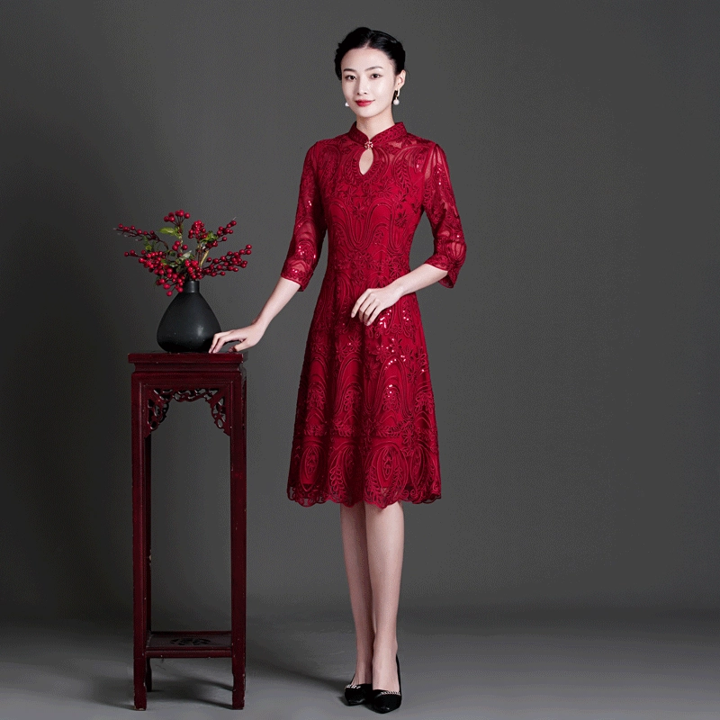 Весна 2023 новое платье матери элегантное Достойное платье Чонсам Мать свадебное платье поколение волос