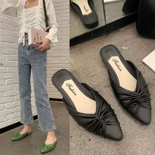 Women's Summer Outdoor Flat-Heel Mule Sandals in Instagram-Worthy Open-Toe Half-Slippers