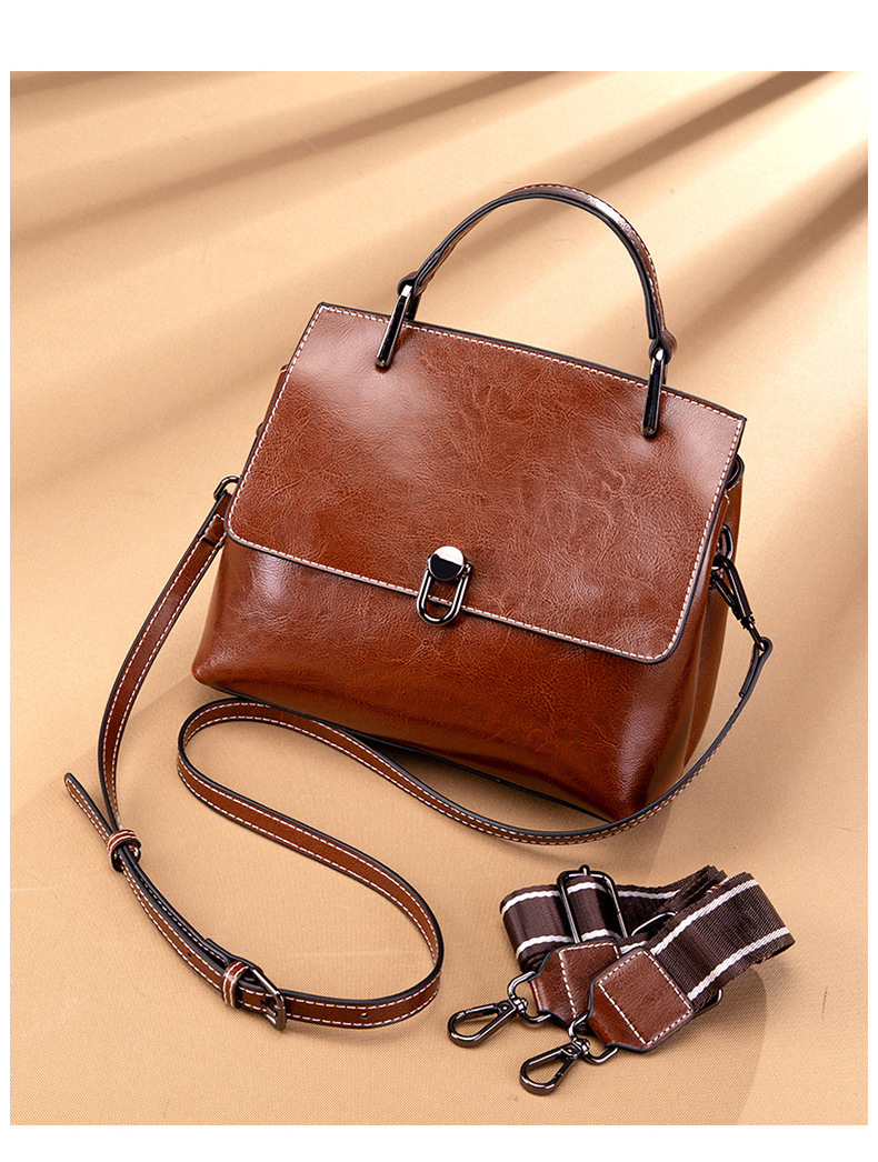 Women'S Gender Metal Button Design Fashion, Streetwear Style Women's Medium All Seasons Leather Solid Color Fashion Streetwear Metal Button Square Zipper Shoulder Bag Handbag