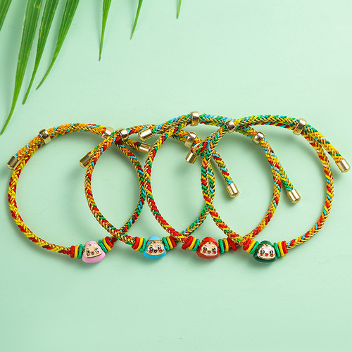 Dragon Boat Festival colorful rope bracelet hand-woven children and adults red rope tiger head small rice dumplings sachet hand rope wholesale
