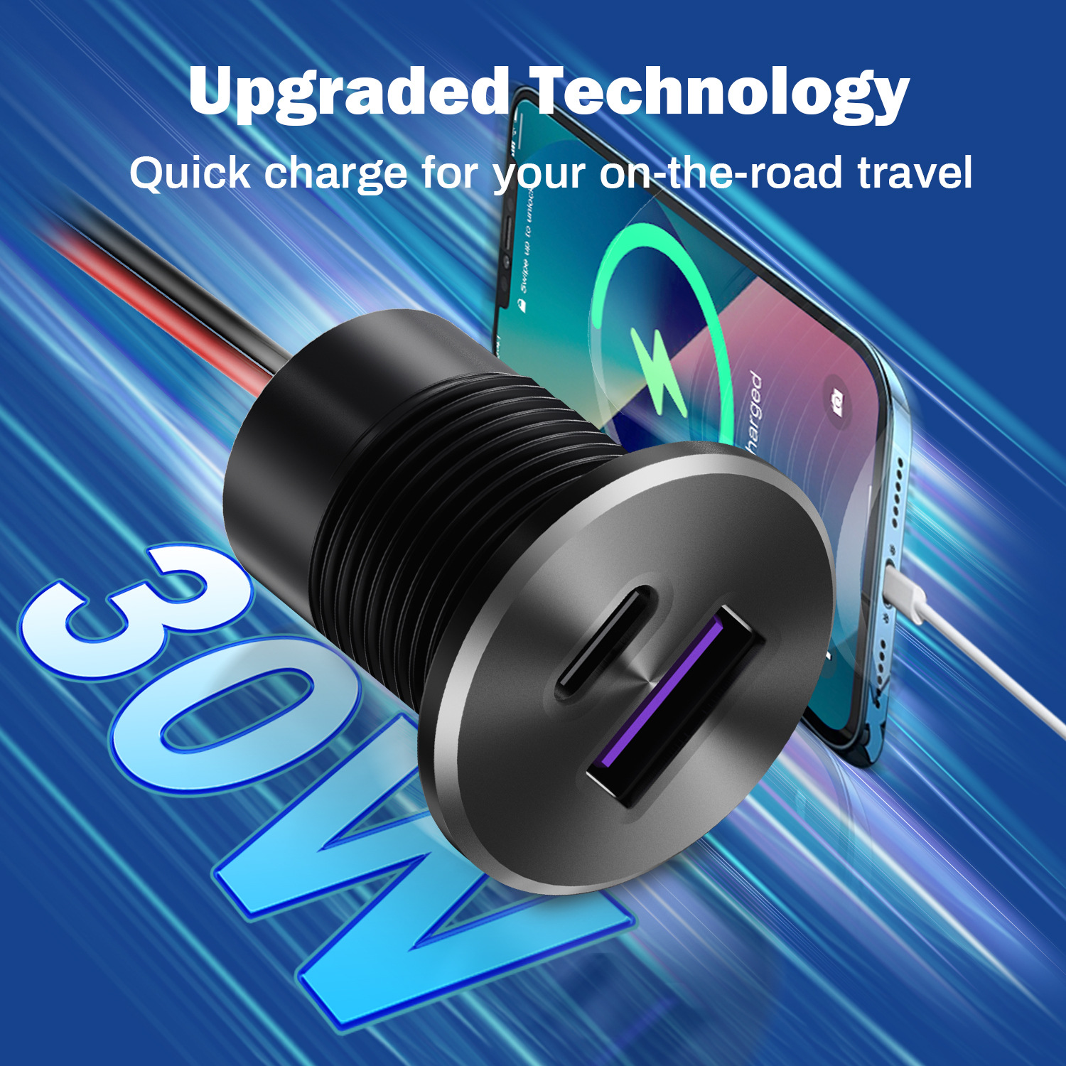Car Charger Adapter Fast Charging Type-C Interface Automobile Modification Accessory Aluminum Alloy Mini Car Charger