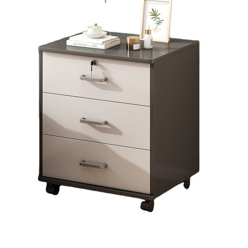 Bedside table, simple small storage cabinet, cream style with lock wheel, bedroom bedside storage cabinet, rental storage cabinet