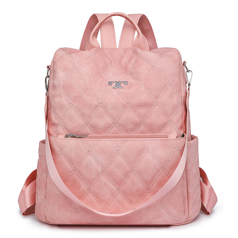 Nueva mochila de cuero suave antirrobo para mujer de gran capacidad y moda Lingge al aire libre mochila de doble uso para viajes ligeros al por mayor