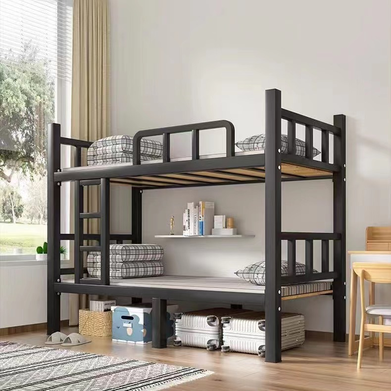 Thickened Bunk Bed for Adults, 2m Long Double Iron Frame Bed, New Style Steel Bunk Bed for Employee Dormitory and School