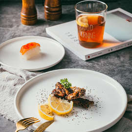 北欧陶瓷西餐盘牛排盘 创意网红西式早餐盘平盘 白色家用菜盘碟浩