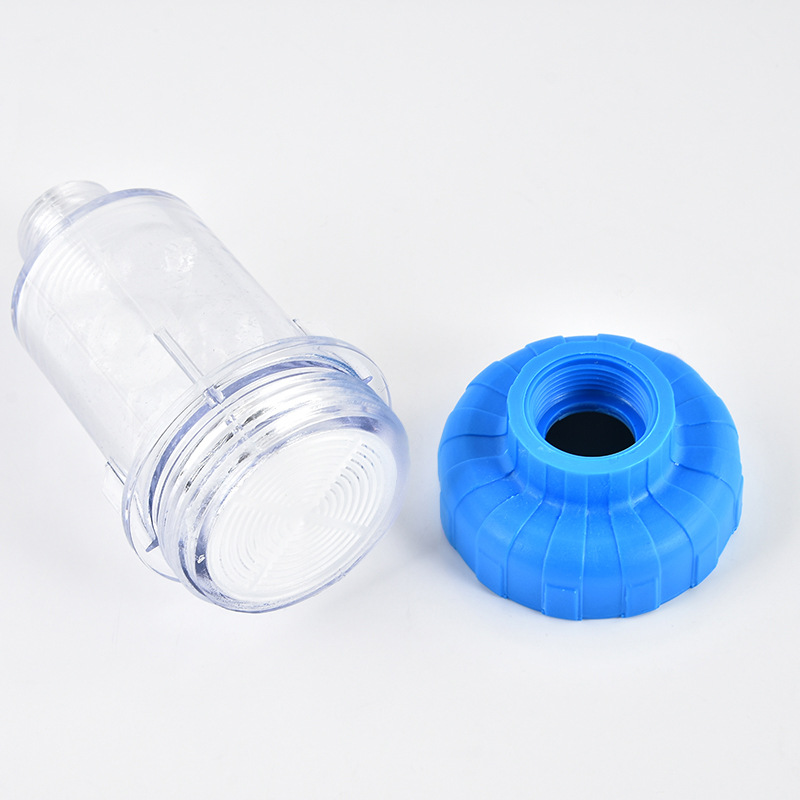 Mini filtro suavizador de agua para ducha calentador inodoro filtro transparente con bolas de fosfato de silicio 6 puntos