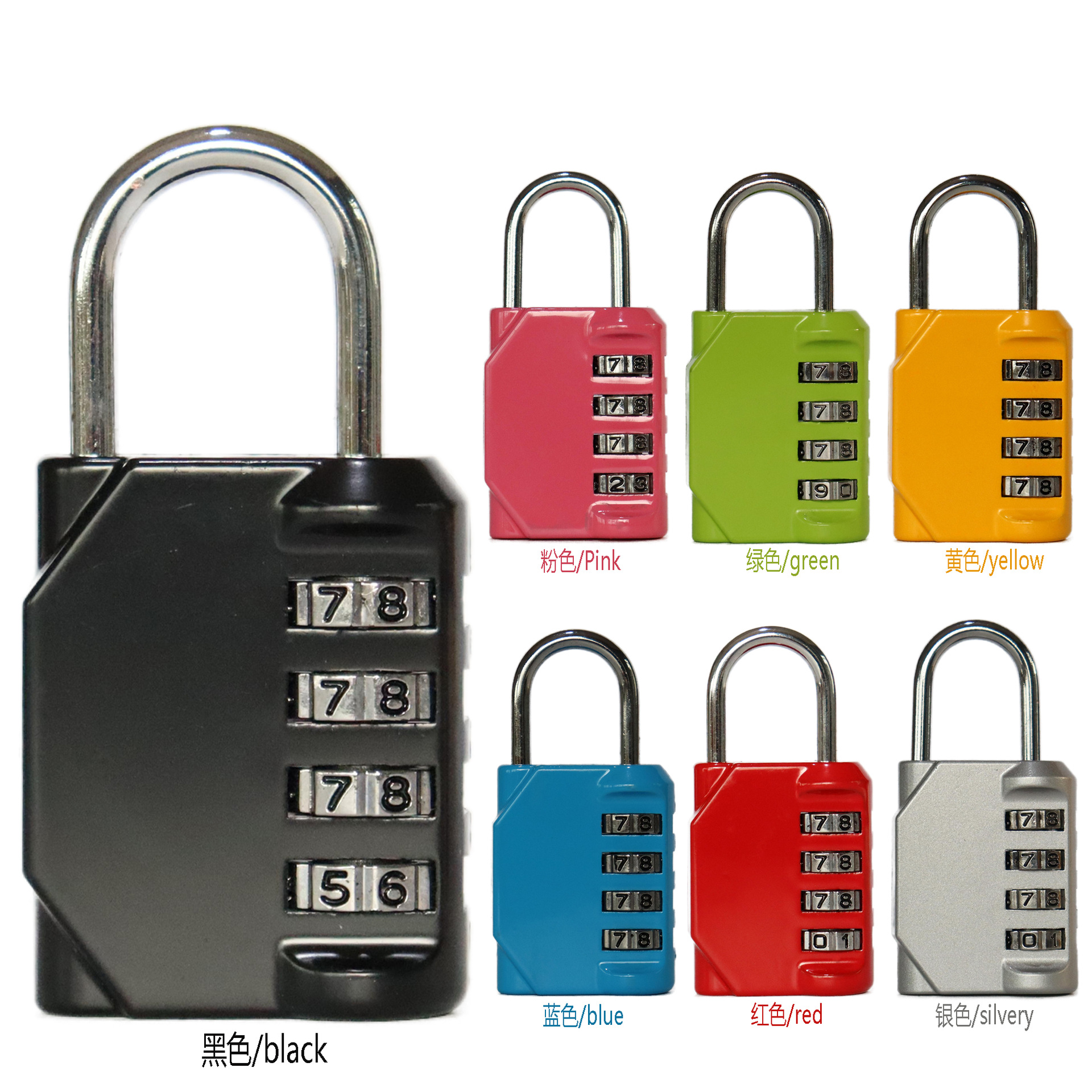 4位锌合金密码锁挂锁健身房柜子锁家用大门锁密码挂锁亚马逊批发