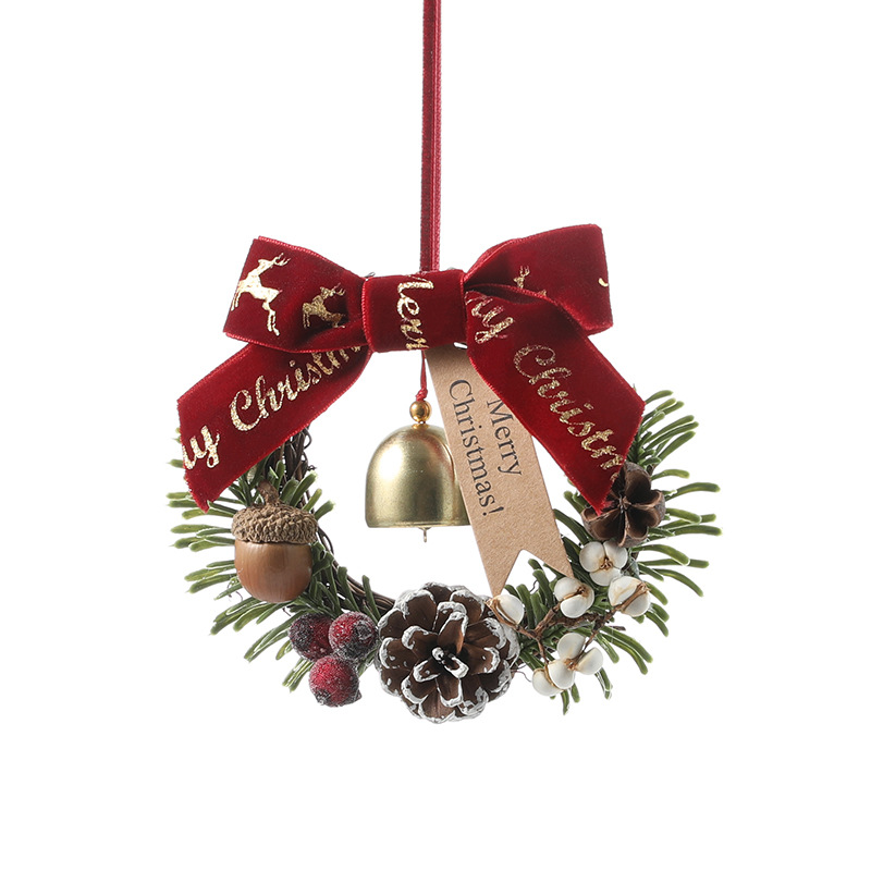 Nuevo arco de Navidad campana guirlanda puerta colgante árbol de Navidad pinos vinas colgante decoración de pared en stock