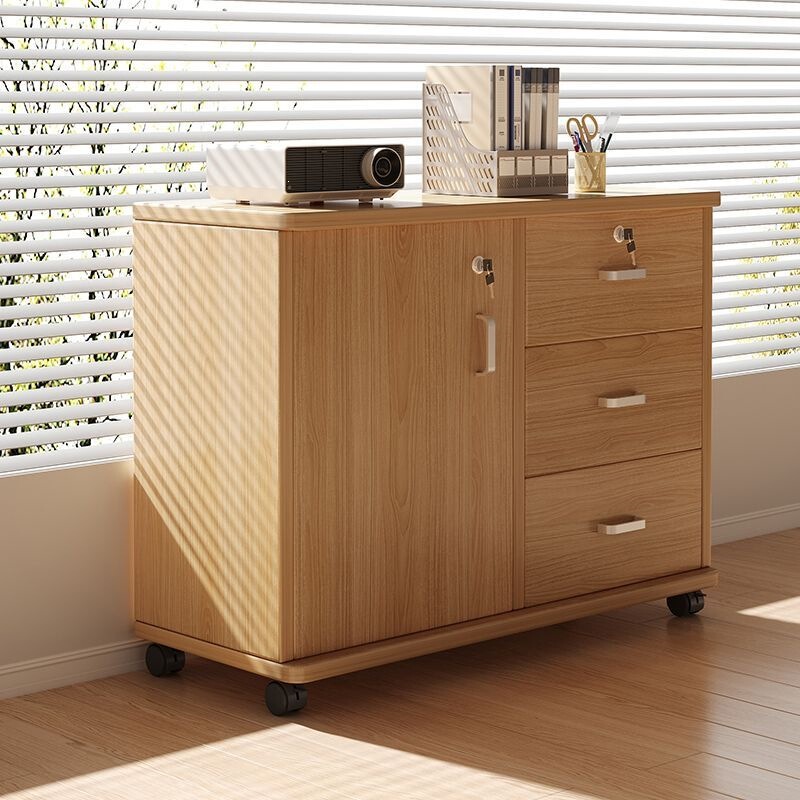 Lockable File Cabinet Office Wooden Mobile File Storage Cabinet Drawer Cabinet Desk Employee Workstation Office Cabinet