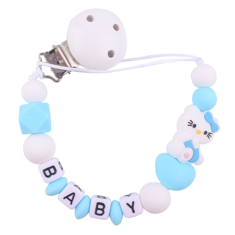 Bebé blanco tetina clips juguetes KT gatos silicona tetina cadena cadena de cadena Aliexpress Amazon explosión