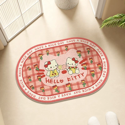 Easy Care Anti-Slip Mat Home, Avtomobil döşəmə paspasları - grid-flower-kaidi-cat-4060cm-imitation-cashmere