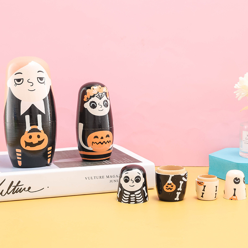 ロシアのマトリョーシカ人形 5 層ハロウィンガールカボチャガール木製工芸品装飾品イースターギフトクロスボーダー|undefined