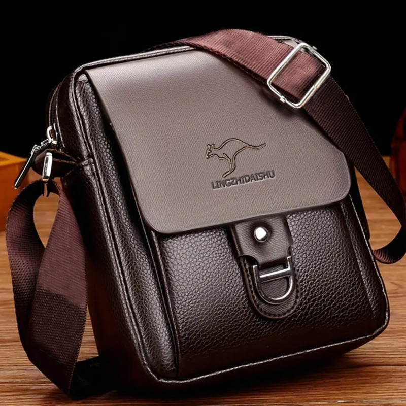 Cross-Border Professional Factory Genuine Leather Texture Pu Leather Men's Shoulder Bag, Men's Backpack, Crossbody Bag, Casual Small Bag
