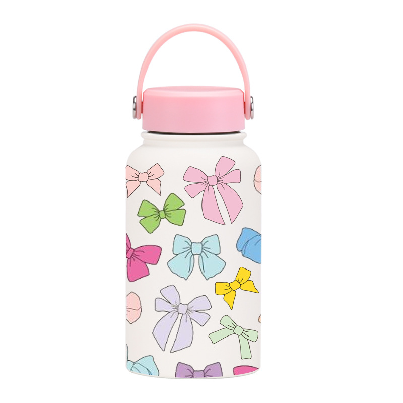 Nueva transfronteriza 650ml taza de vacío de boca ancha portátil de vacío niños estudiante deportes hervidor de agua de impresión al aire libre taza