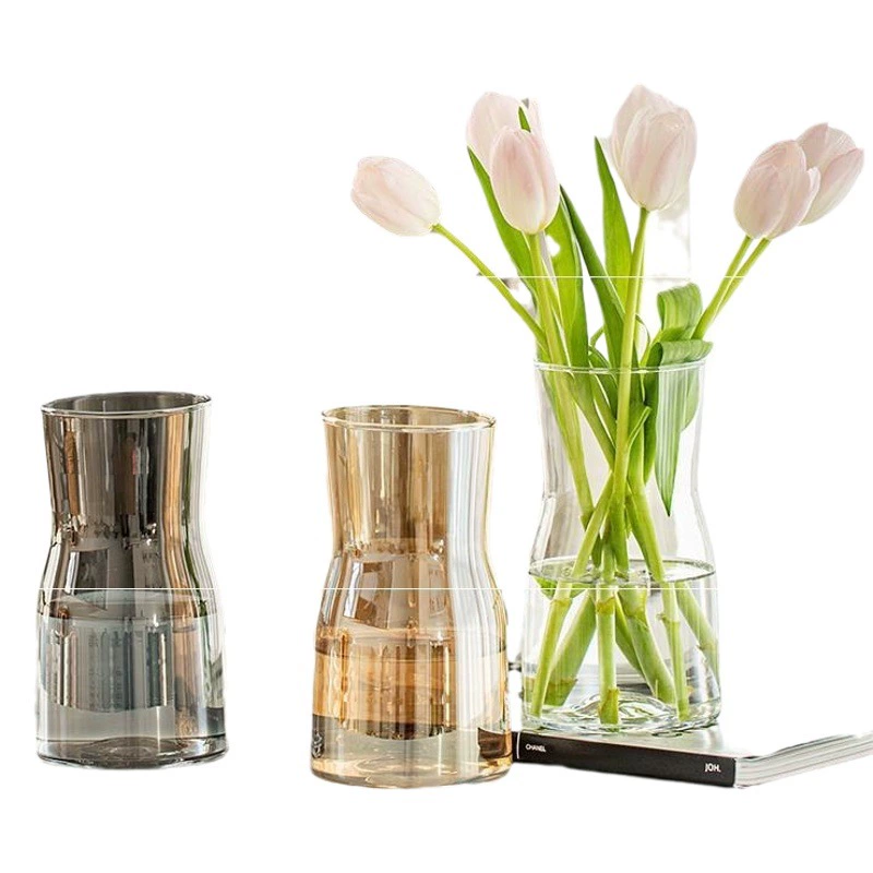 Ваза украшение гостиной цветочная композиция стеклянная прозрачная гидропонная цветочная роза столешница минималистичная ваза