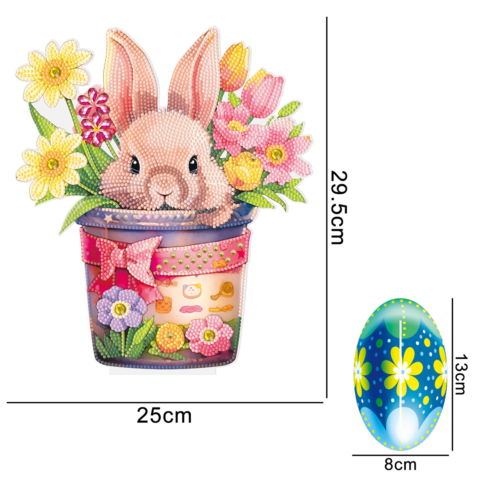 Accesorios para pintura de diamantes, decoración DIY de Pascua, pieza decorativa 5D con diseño de conejo y huevo.